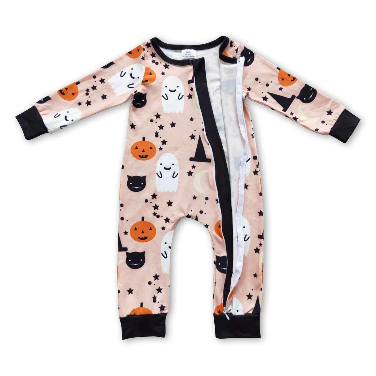 Pumpkin ghost cat baby kids Halloween zipper romper
