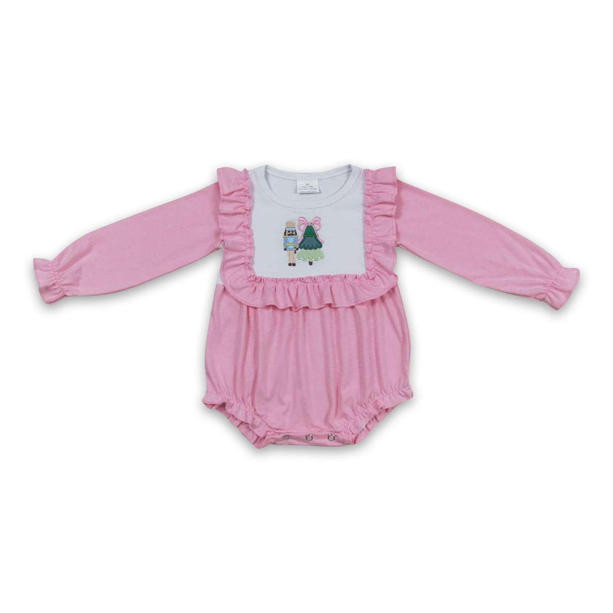 Pink Christmas tree ballet baby girls romper