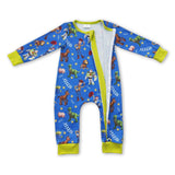 Blue toy long sleeves baby kids zipper romper