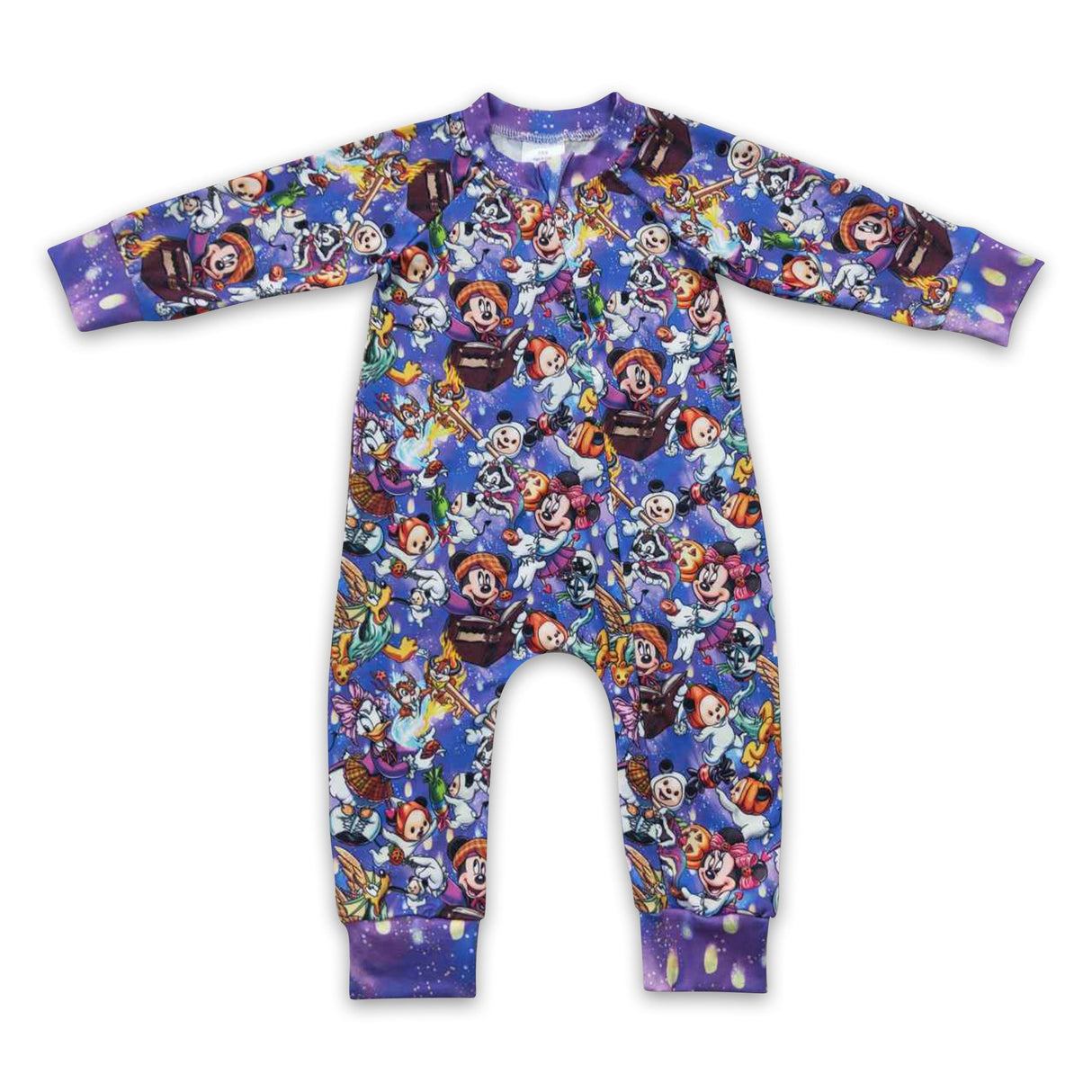 Purple mouse long sleeves baby girls zipper Halloween romper
