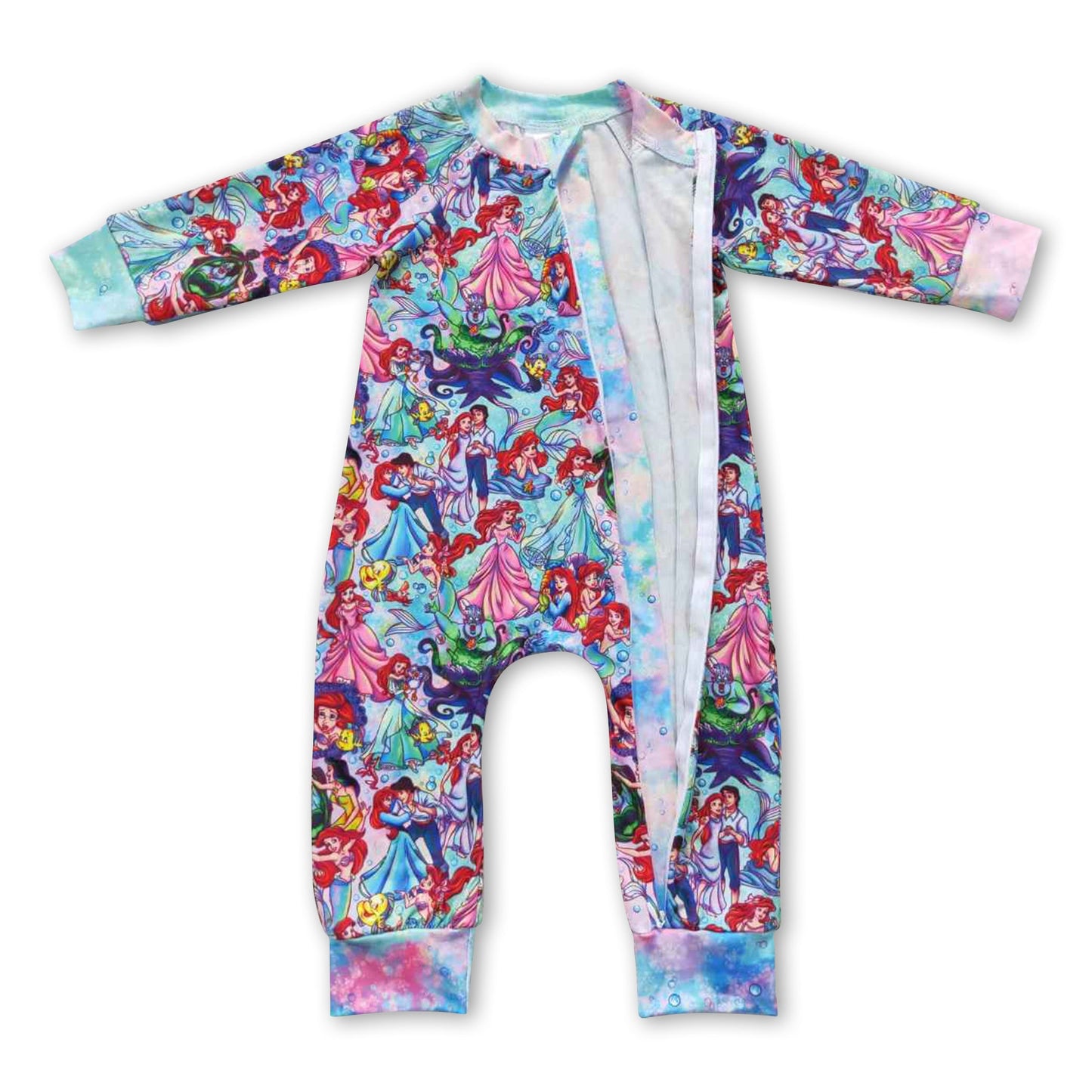 Princess long sleeves baby girls zipper romper