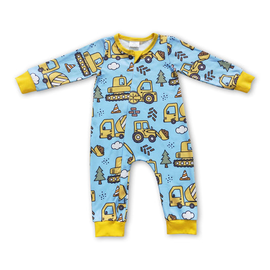 Constructions long sleeves baby boy zipper romper