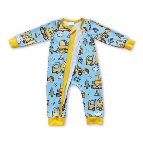 Constructions long sleeves baby boy zipper romper