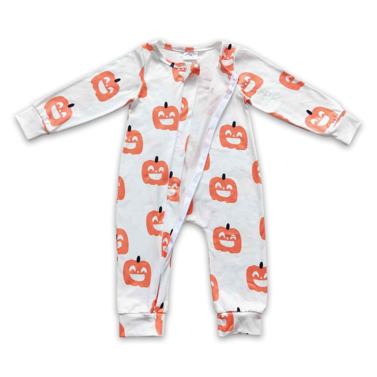 Pumpkin long sleeves baby kids Halloween zipper romper