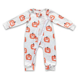 Pumpkin long sleeves baby kids Halloween zipper romper