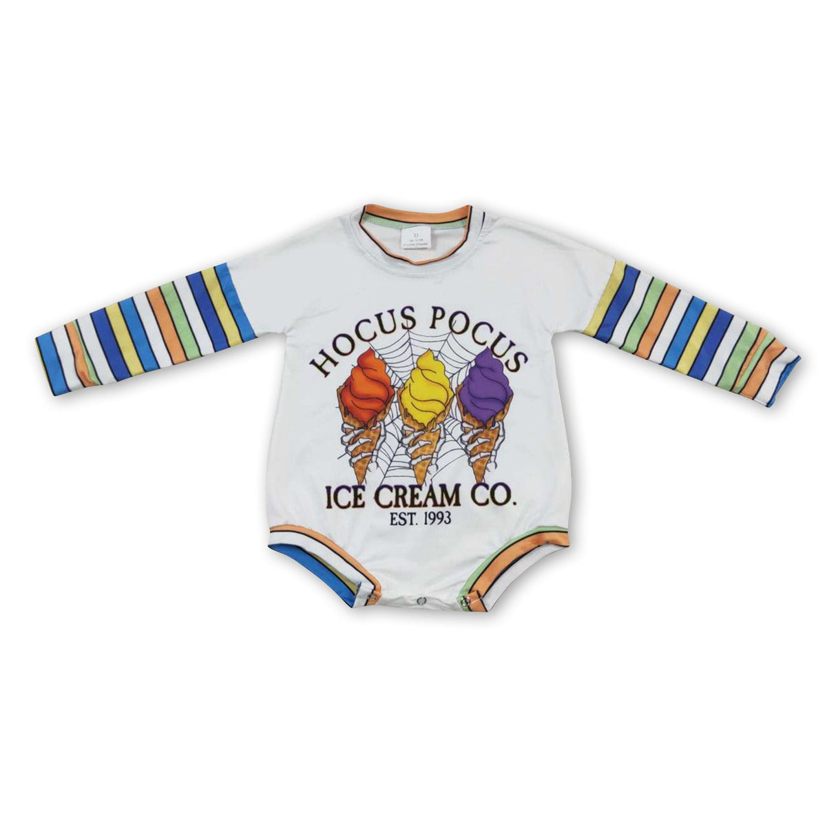 Colorful stripe witches baby girls Halloween romper