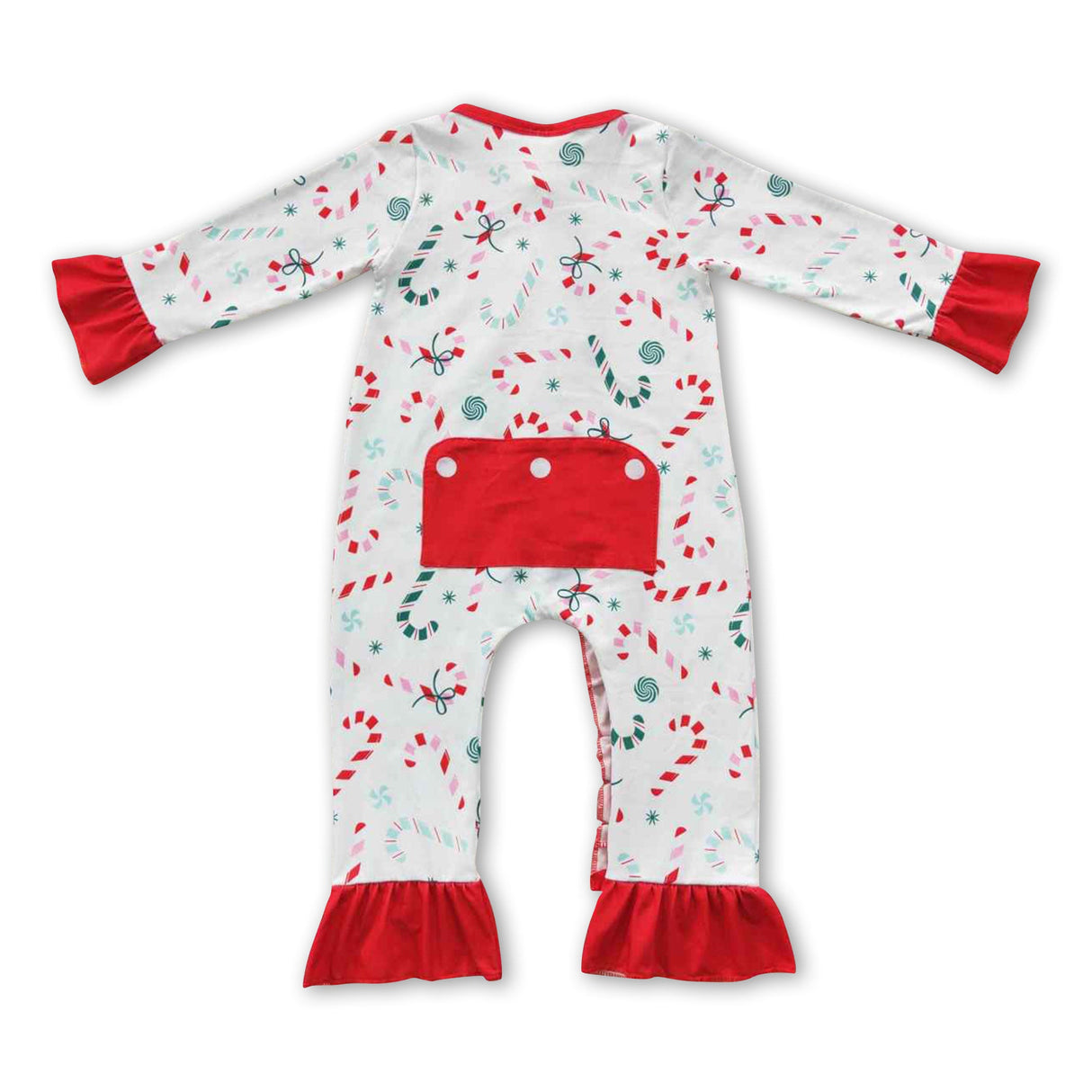 Candy cane ruffle print butt baby girls Christmas romper