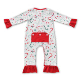 Candy cane ruffle print butt baby girls Christmas romper