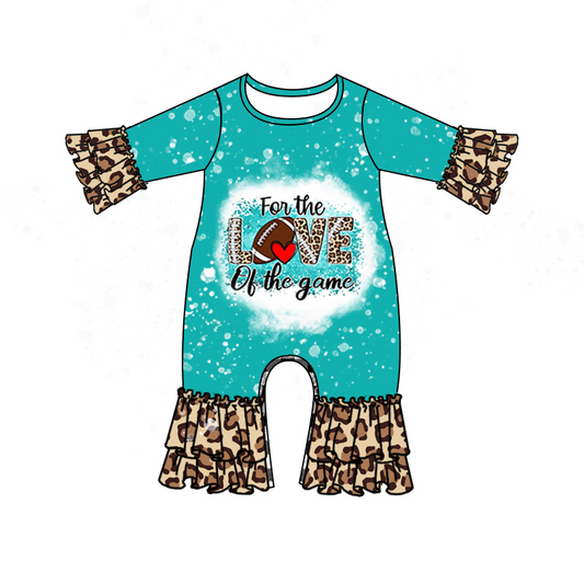 For the love of the game football baby girls romper