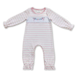Christmas lighting pink stripe baby girls romper