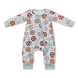 Cookie milk candy cane baby boy Christmas zipper romper