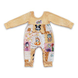 Dog witches long sleeves patchwork baby Halloween romper