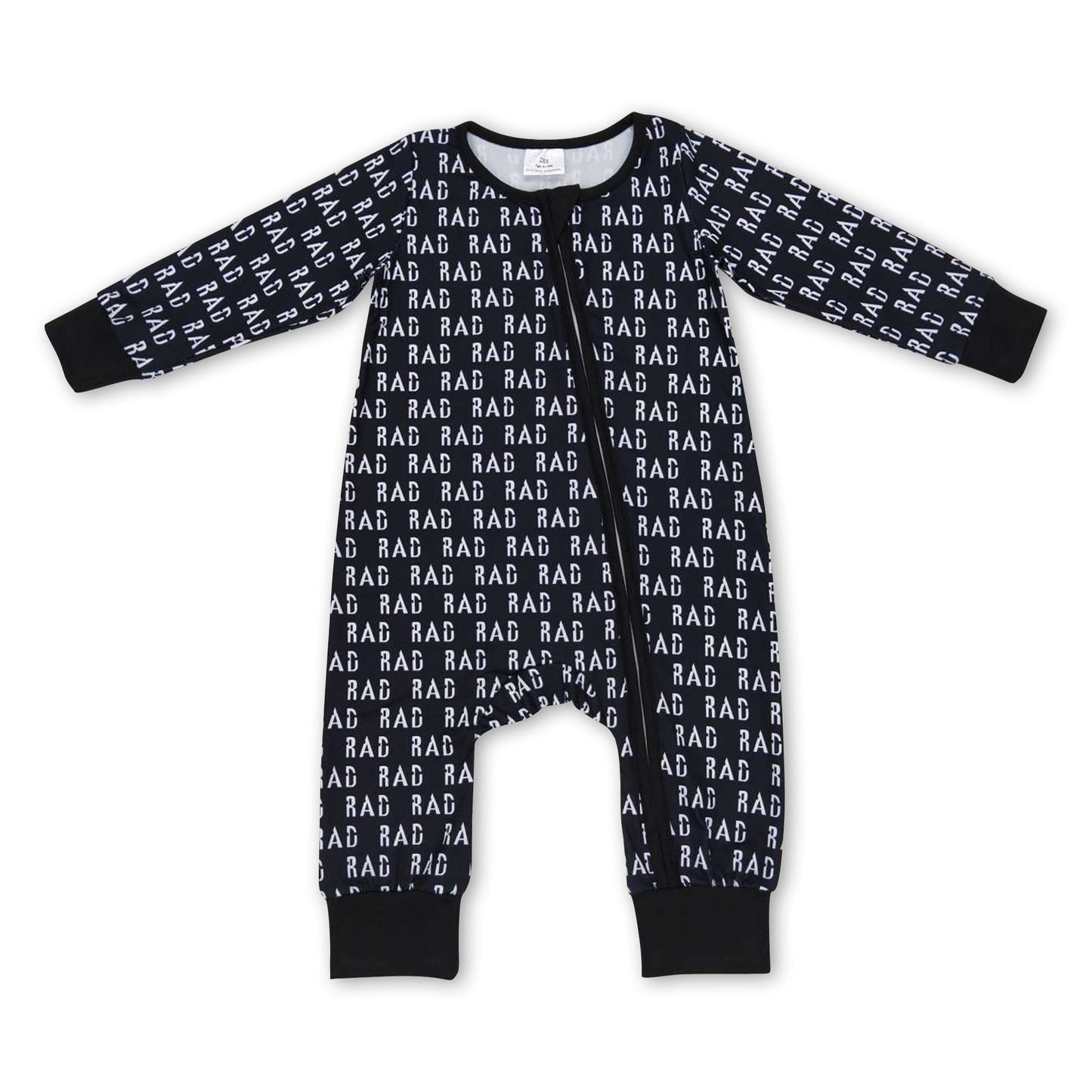 Black rad long sleeves baby kids zipper romper