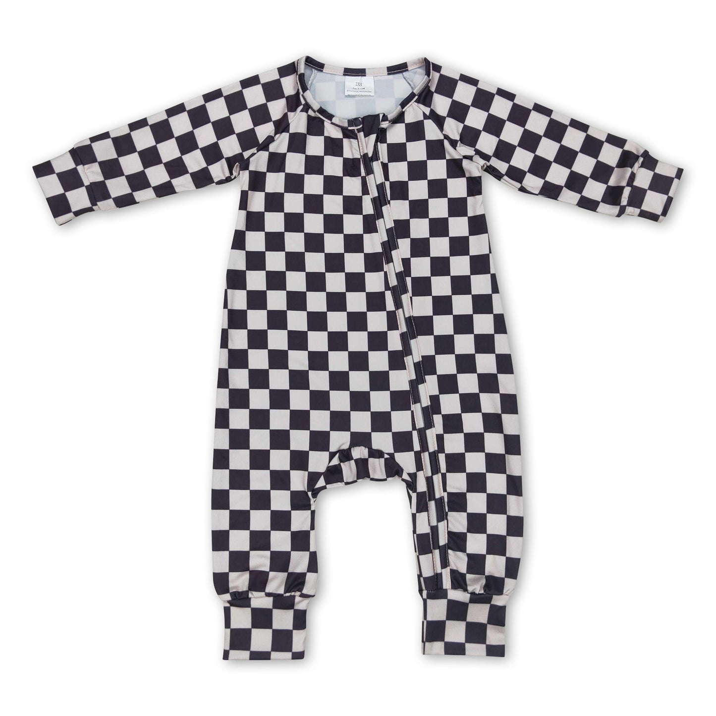 Plaid long sleeves baby kids zipper romper