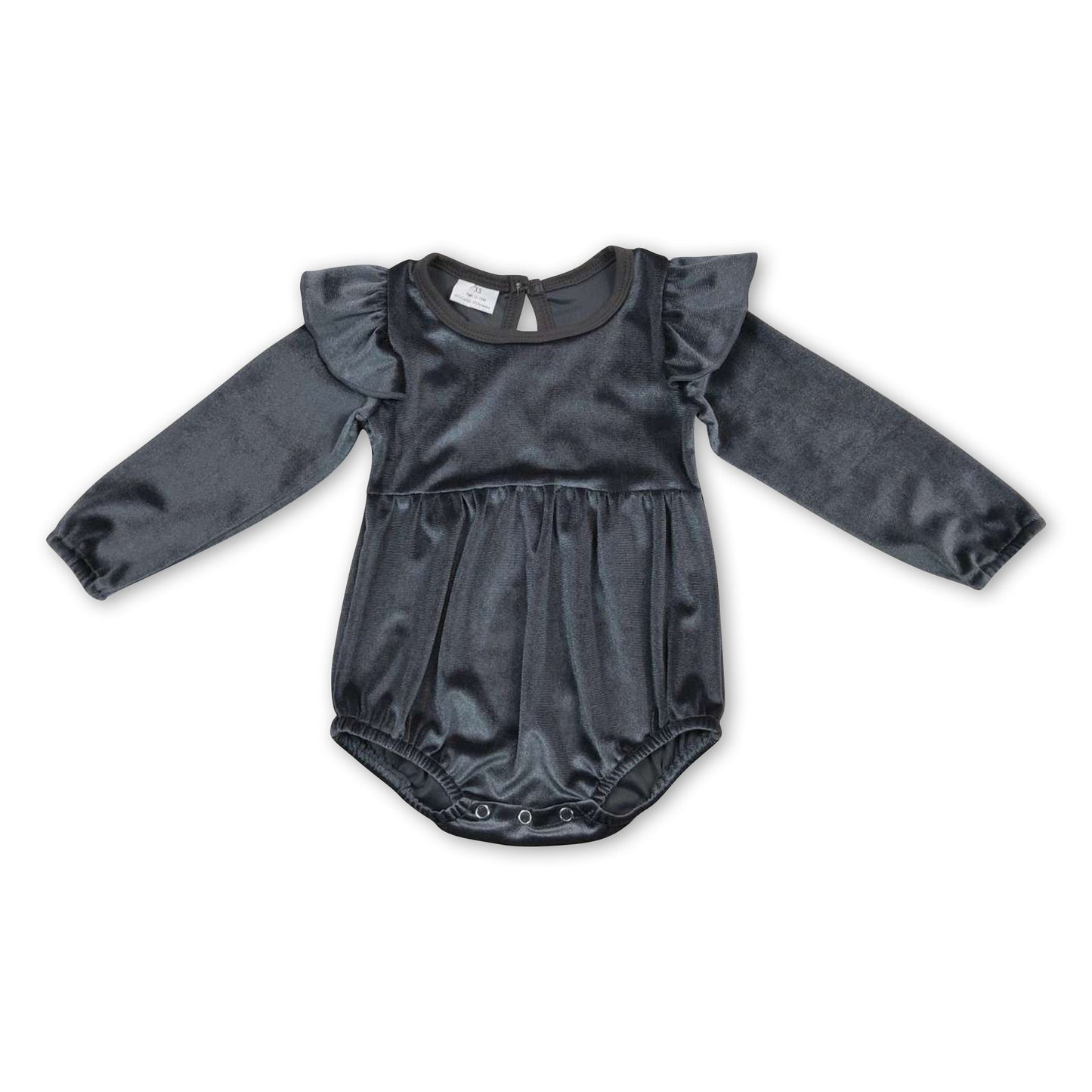 Long sleeves velvet ruffle baby girls romper