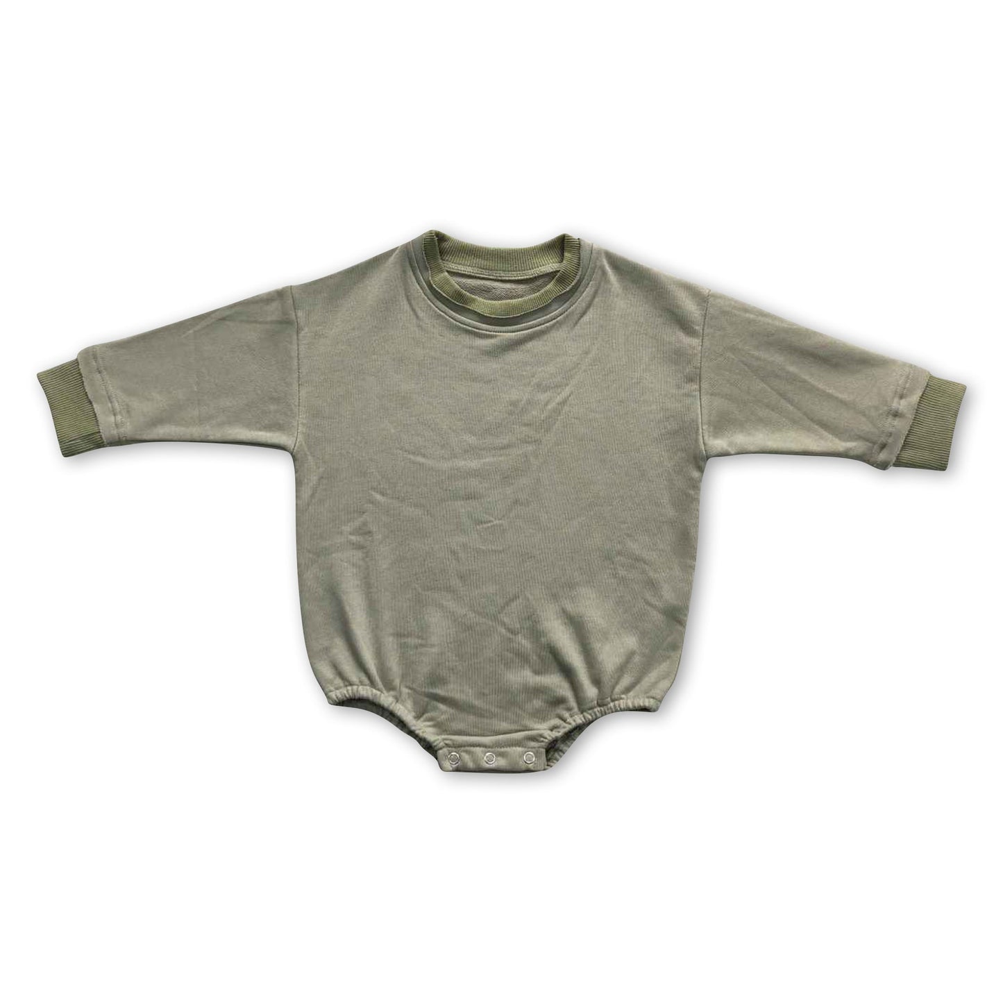 Olive cotton long sleeves baby kids romper