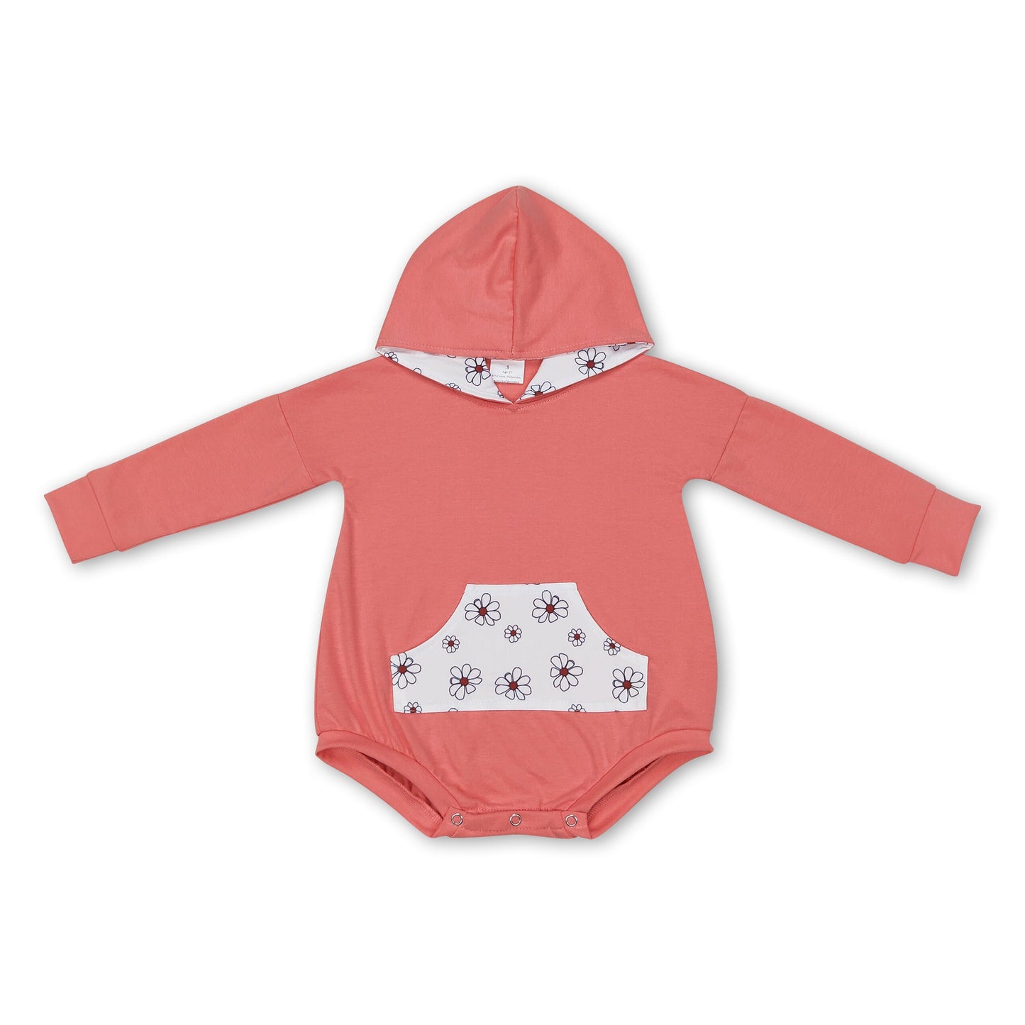 Floral long sleeves baby girls hooded romper