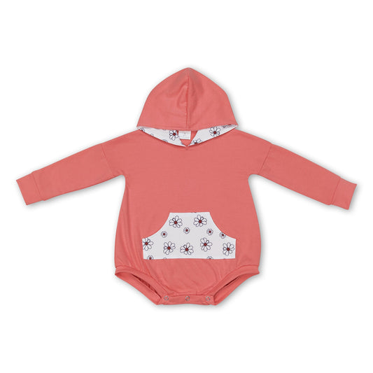 Floral long sleeves baby girls hooded romper