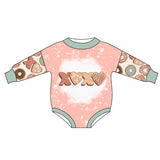 Long sleeves donut heart baby girls valentine's romper
