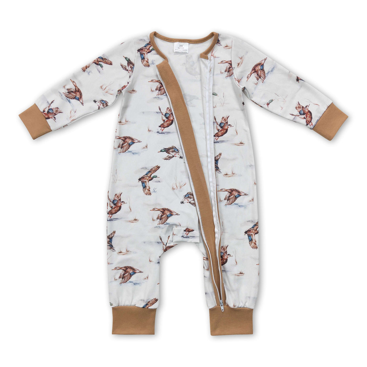 Long sleeves duck baby kids zipper romper