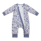 Long sleeves grey camo baby kids zipper romper