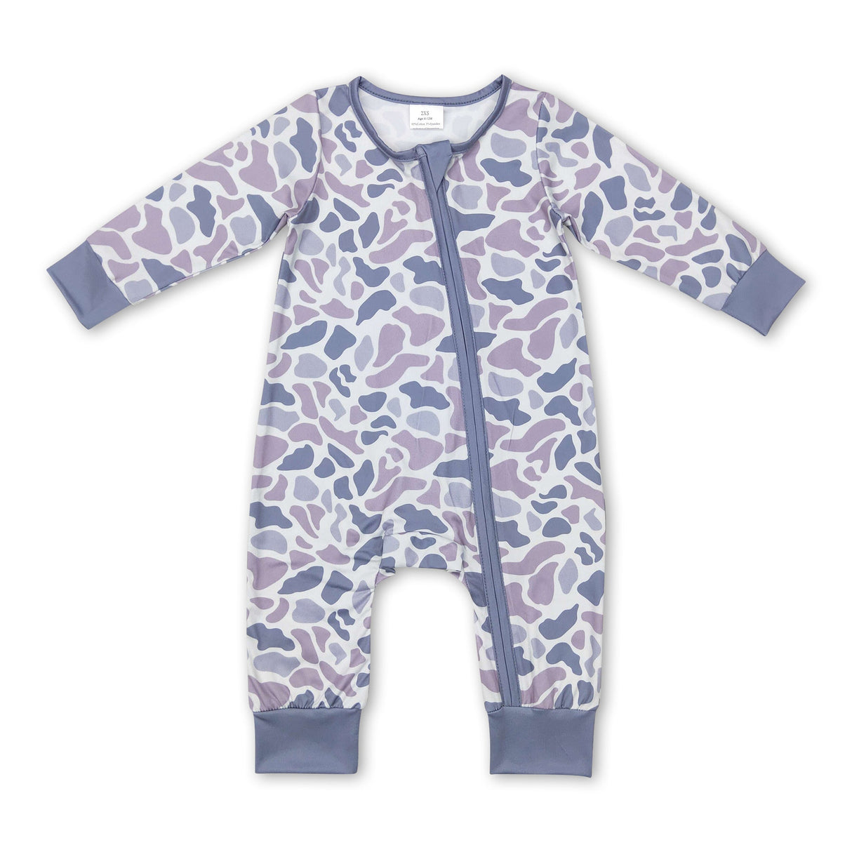 Long sleeves grey camo baby kids zipper romper