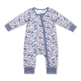 Long sleeves grey camo baby kids zipper romper