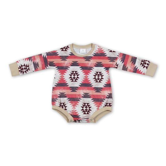 Stripe aztec long sleeves baby kids western romper