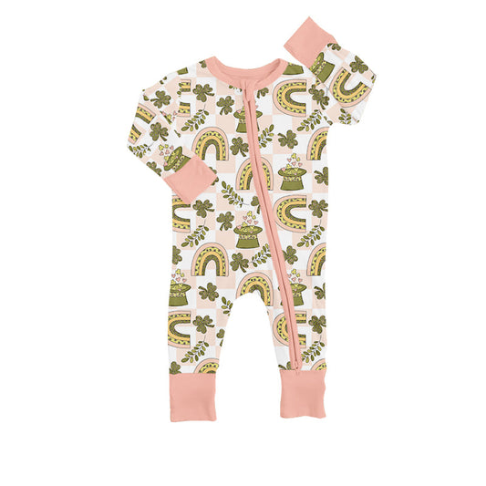 Plaid clover rainbow heart baby girls st patrick's romper