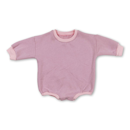 Dark pink long sleeves cotton baby girls sweat romper