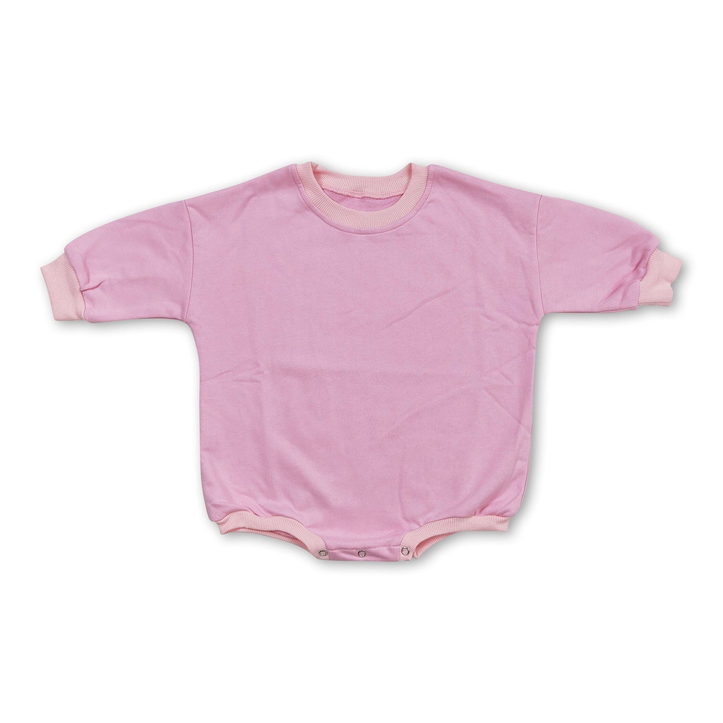Pink long sleeves cotton baby girls sweat romper