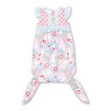 Flutter sleeves floral bunny baby girls easter gown