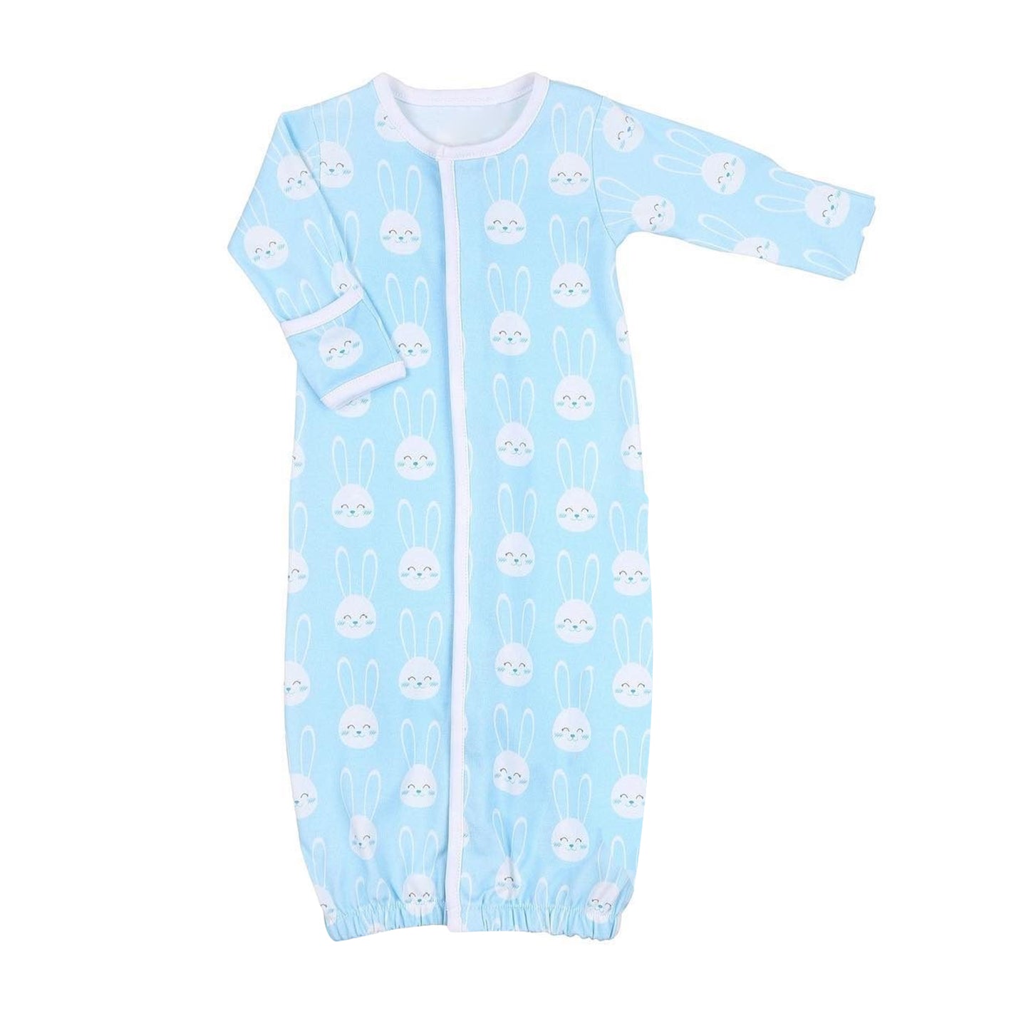 Light blue bunny long sleeves easter baby gown