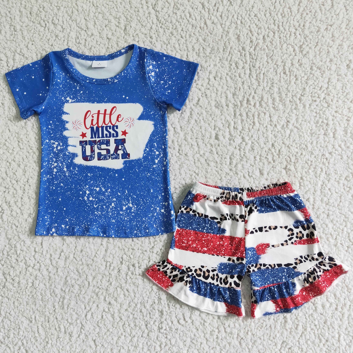Little miss USA shirt ruffle shorts kids 4th of july clothes