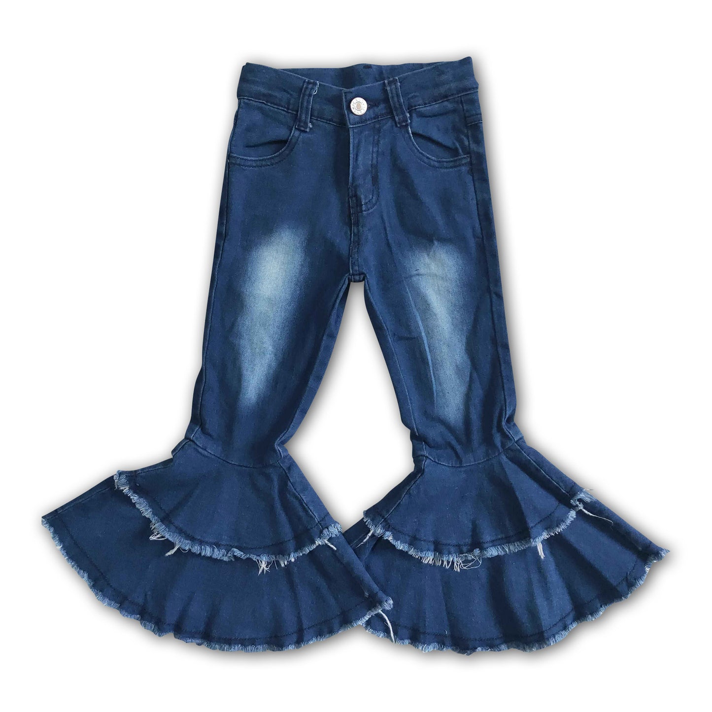 Blue denim washed kids girls jeans