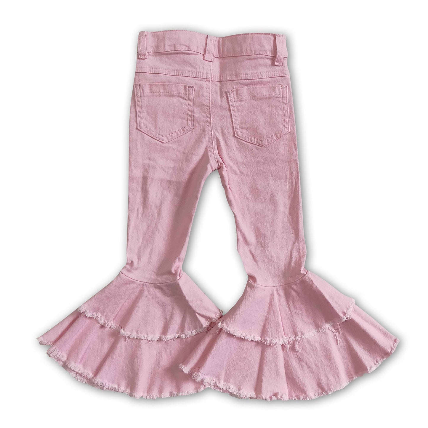Pink denim pants distressed baby girls jeans match belt