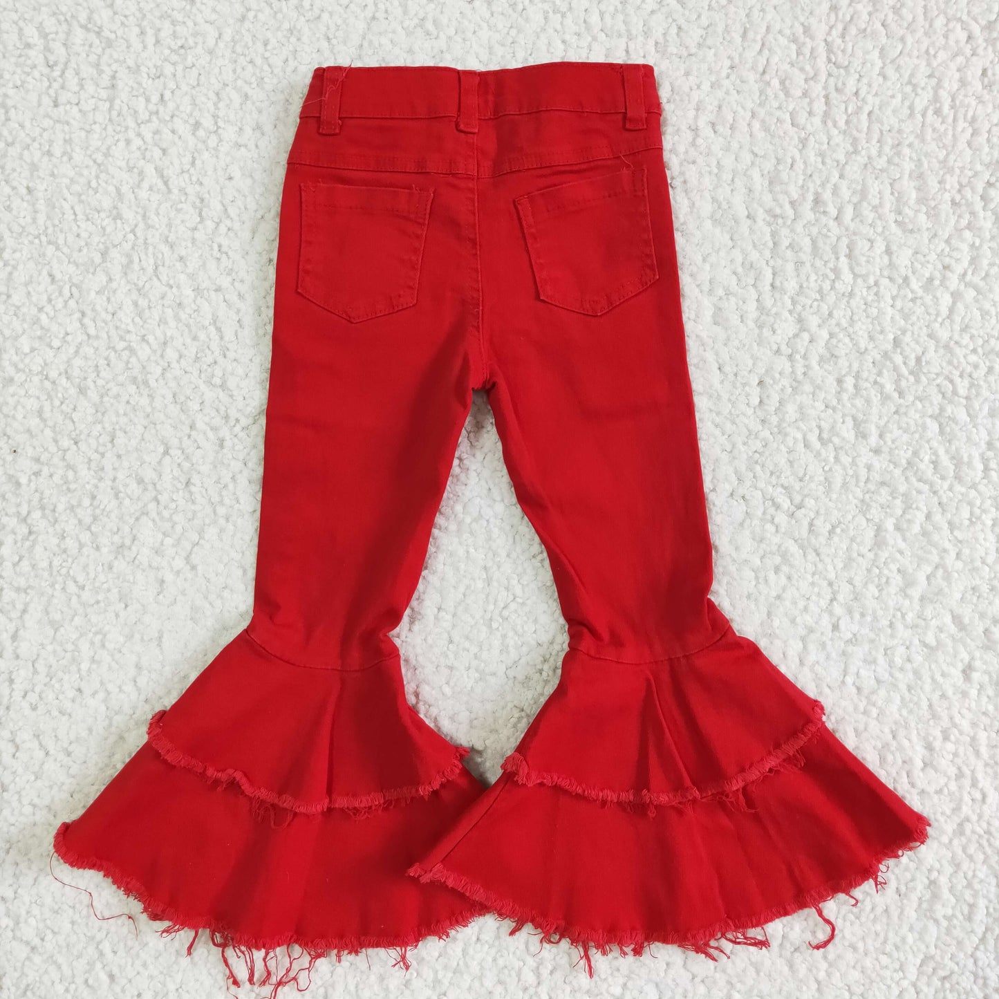 Red denim washed kids girls jeans