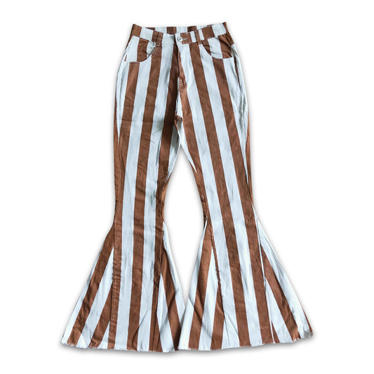 Brown stripe denim pants adult jeans