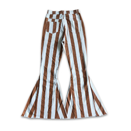 Brown stripe denim pants adult jeans