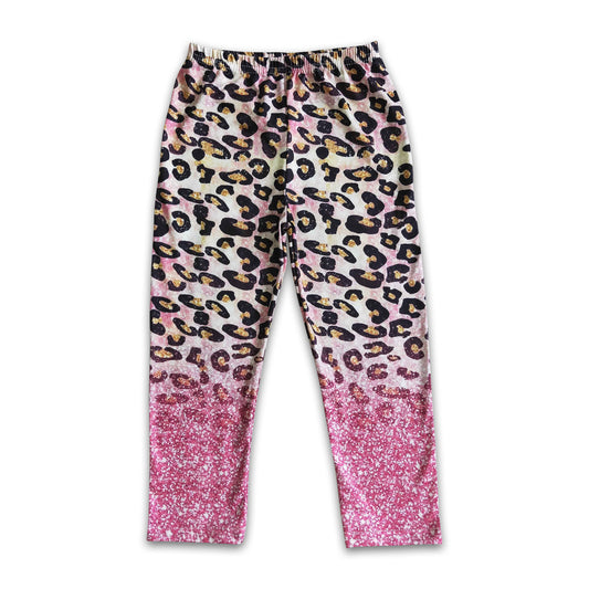Pink leopard glitter baby girls leggings
