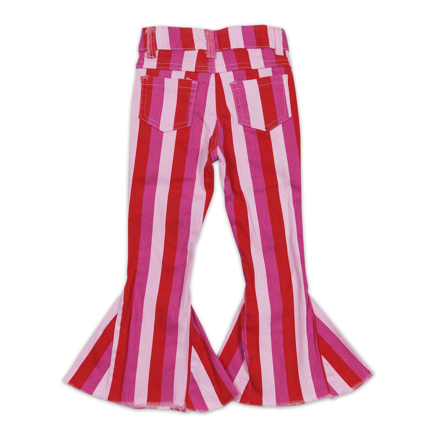 Red pink stripe denim pants girls Valentine's jeans