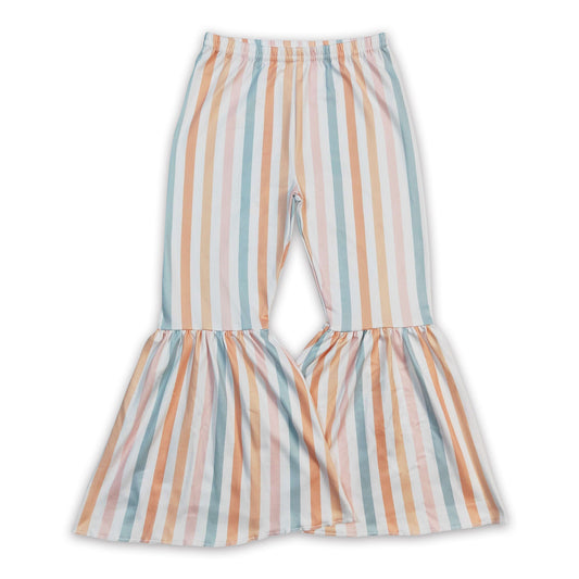 Colorful stripe kids girls bell bottom pants