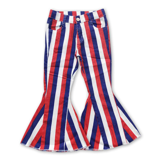 Red blue stripe baby girls 4th of july jeans