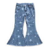Stars print pockets elastic waist baby girls jeans