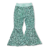 Mint sequin lining baby girls bell bottom pants