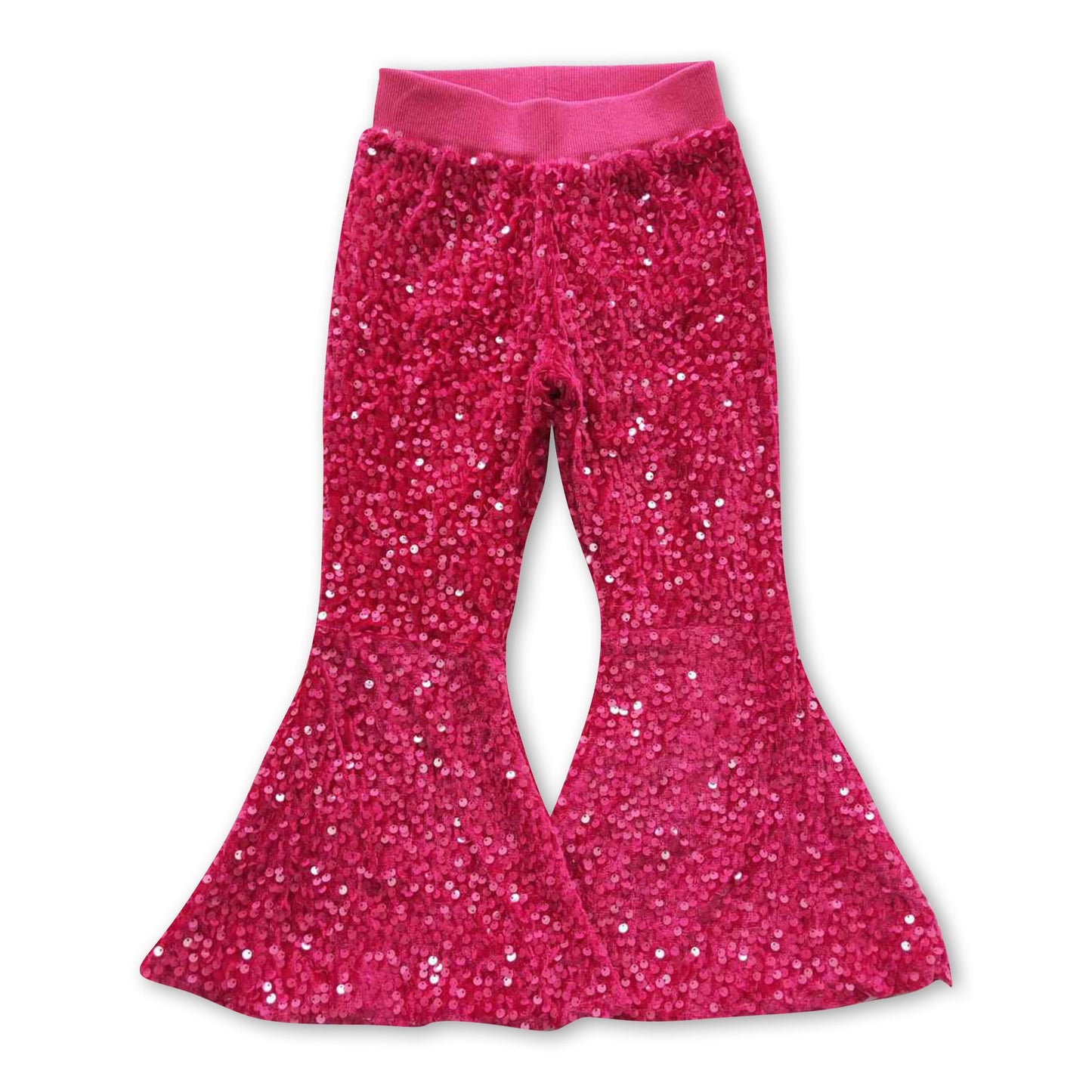 Hot pink sequin lining baby girls bell bottom pants