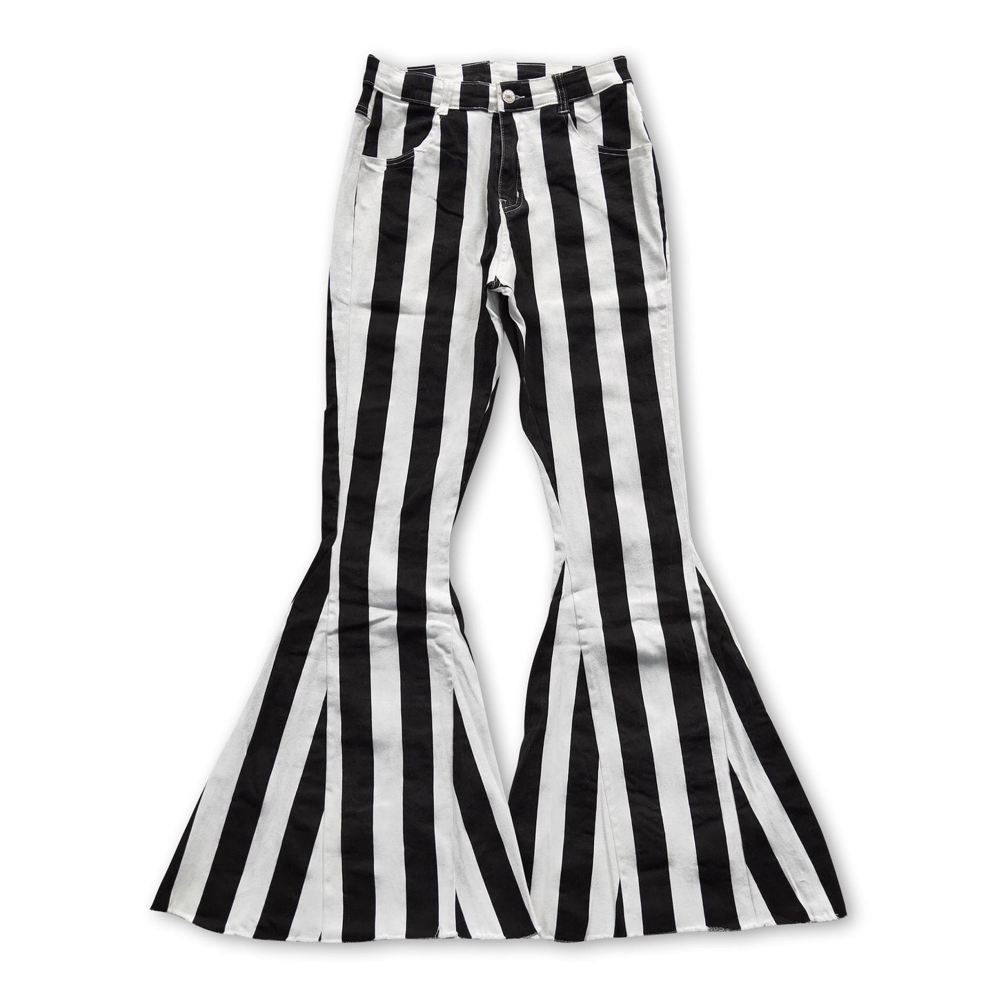 Black stripe women denim pants adult jeans