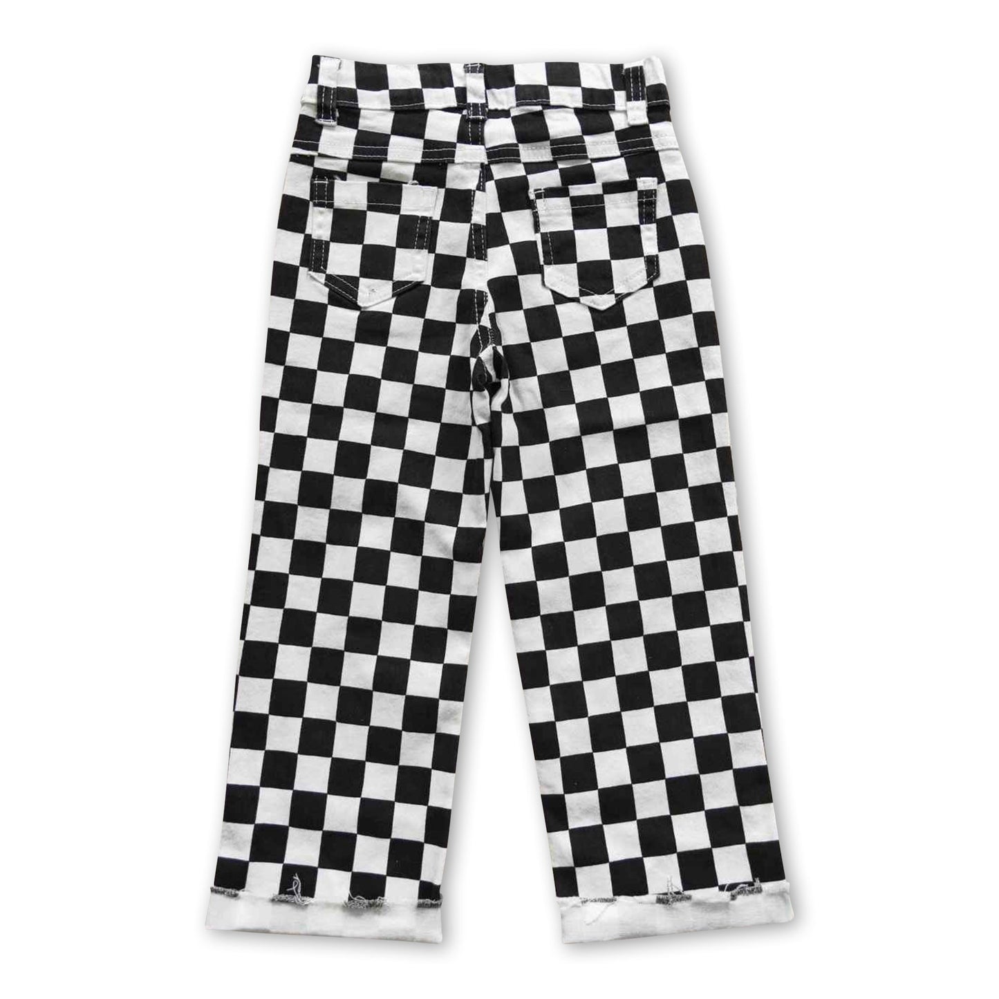 Black checked hole baby boy jeans
