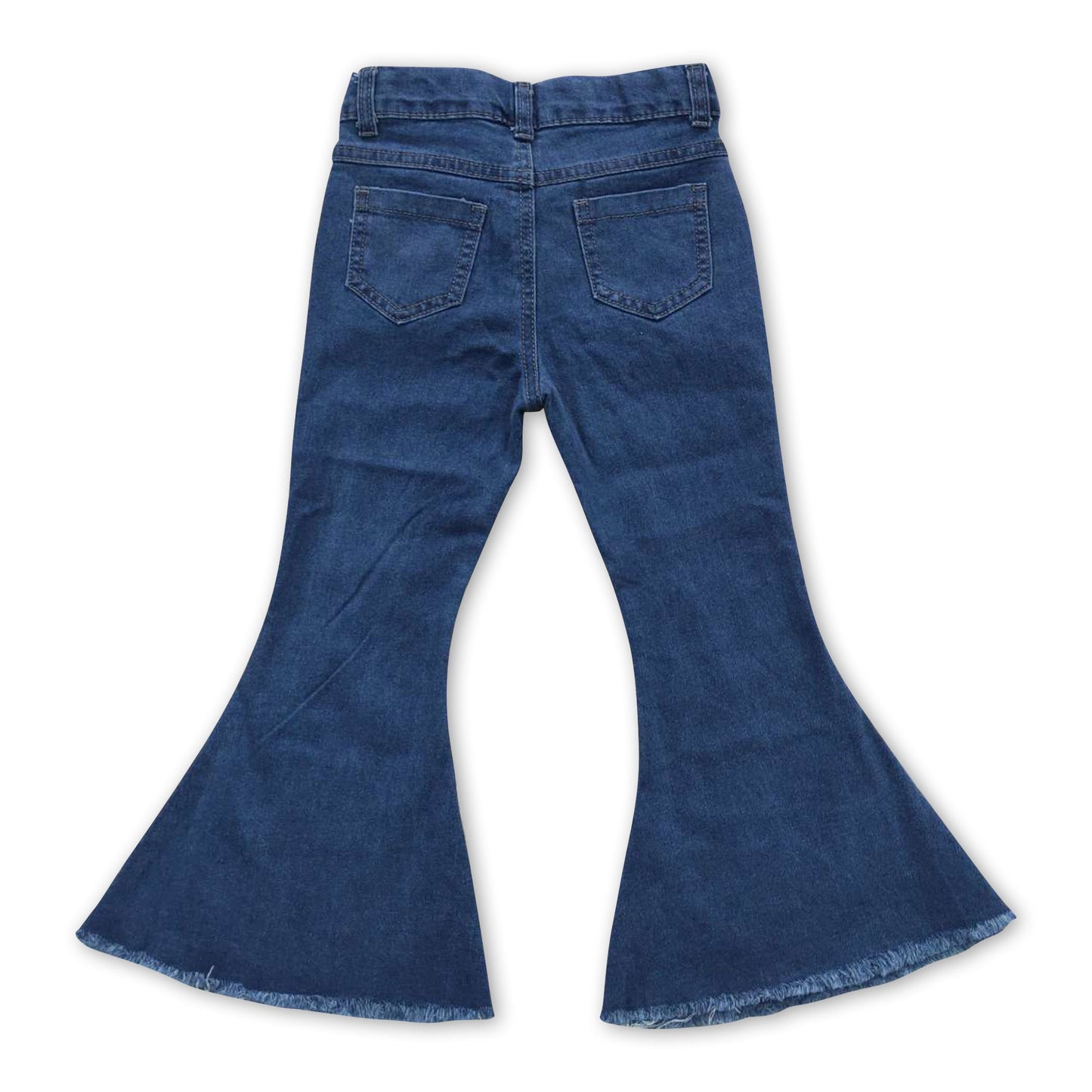Washed blue pockets denim pants western kids girls jeans