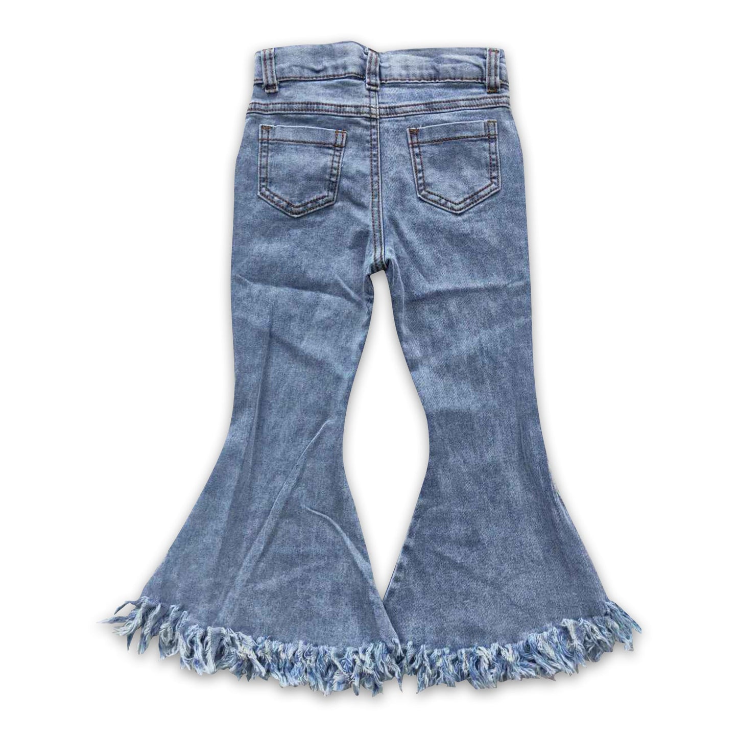 Light tassels denim pants girls bell bottom jeans